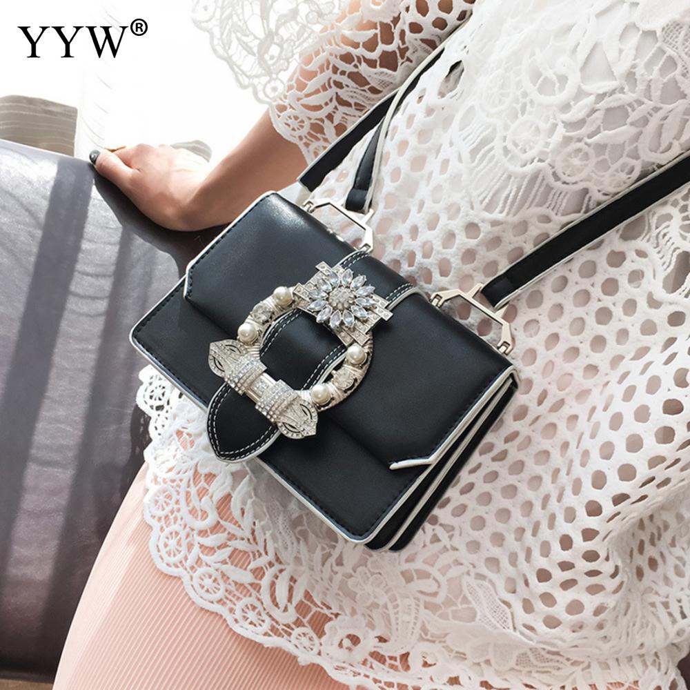 Luxury Sequined Female Shoulder Bag Pearl  Leather Handbag White Crossbody Bag
