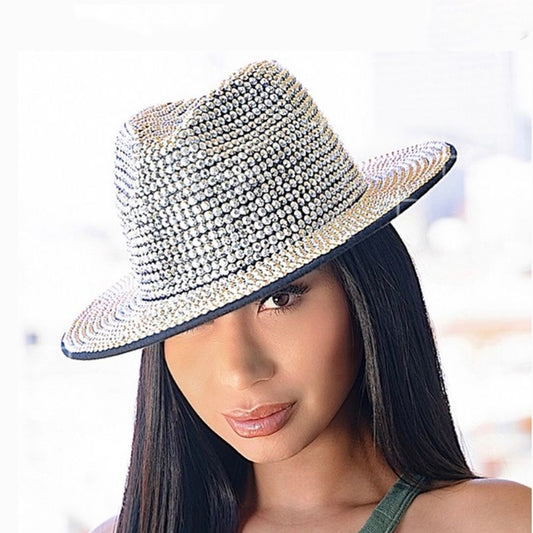 Rhinestone  Hat for Women Studded Jazz Hat Party Club Hat